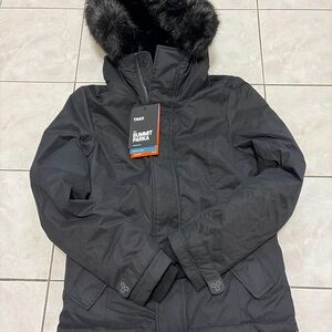 Aritzia Black Bomber Jacket with Fur Hood